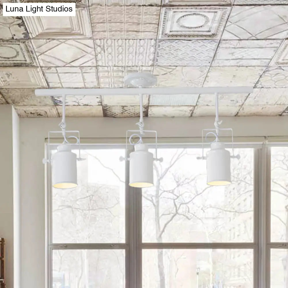 DecorBites™ DecorBites™ Industrial Style Metallic Cylinder Dining Room Semi-Flush Light Track Fixture - Rotatable, Black/White, 1/2/3 Heads