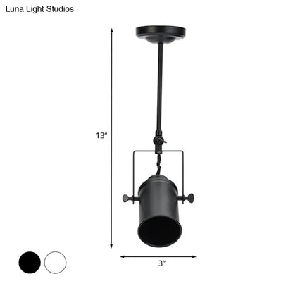 DecorBites™ DecorBites™ Industrial Style Metallic Cylinder Dining Room Semi-Flush Light Track Fixture - Rotatable, Black/White, 1/2/3 Heads