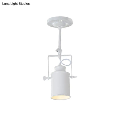 DecorBites™ DecorBites™ Industrial Style Metallic Cylinder Dining Room Semi-Flush Light Track Fixture - Rotatable, Black/White, 1/2/3 Heads