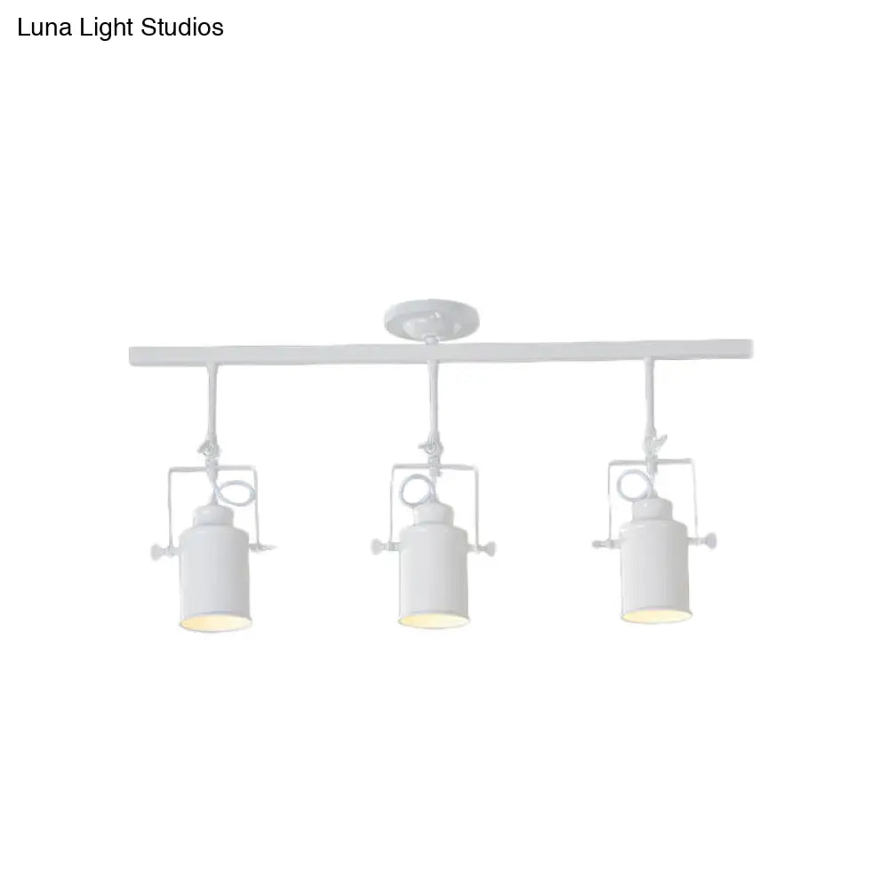 DecorBites™ DecorBites™ Industrial Style Metallic Cylinder Dining Room Semi-Flush Light Track Fixture - Rotatable, Black/White, 1/2/3 Heads