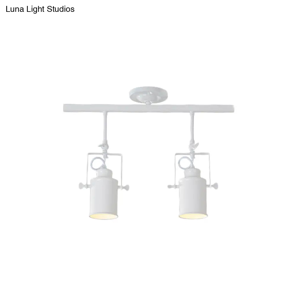 DecorBites™ DecorBites™ Industrial Style Metallic Cylinder Dining Room Semi-Flush Light Track Fixture - Rotatable, Black/White, 1/2/3 Heads