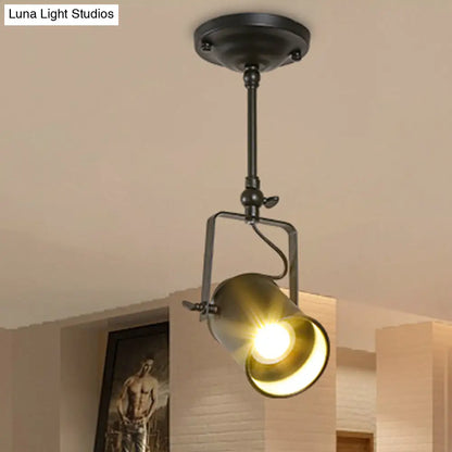 DecorBites™ DecorBites™ Industrial Style Metallic Cylinder Dining Room Semi-Flush Light Track Fixture - Rotatable, Black/White, 1/2/3 Heads