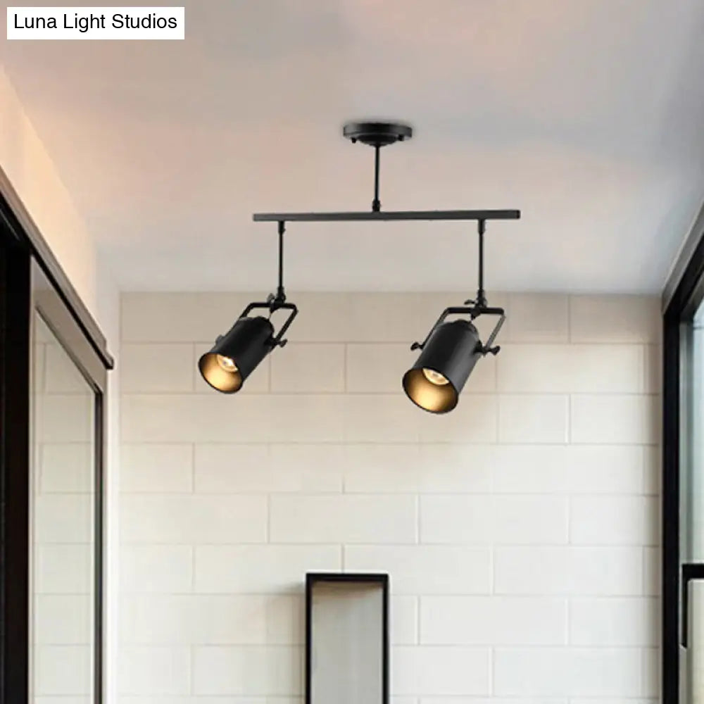 DecorBites™ DecorBites™ Industrial Style Metallic Cylinder Dining Room Semi-Flush Light Track Fixture - Rotatable, Black/White, 1/2/3 Heads