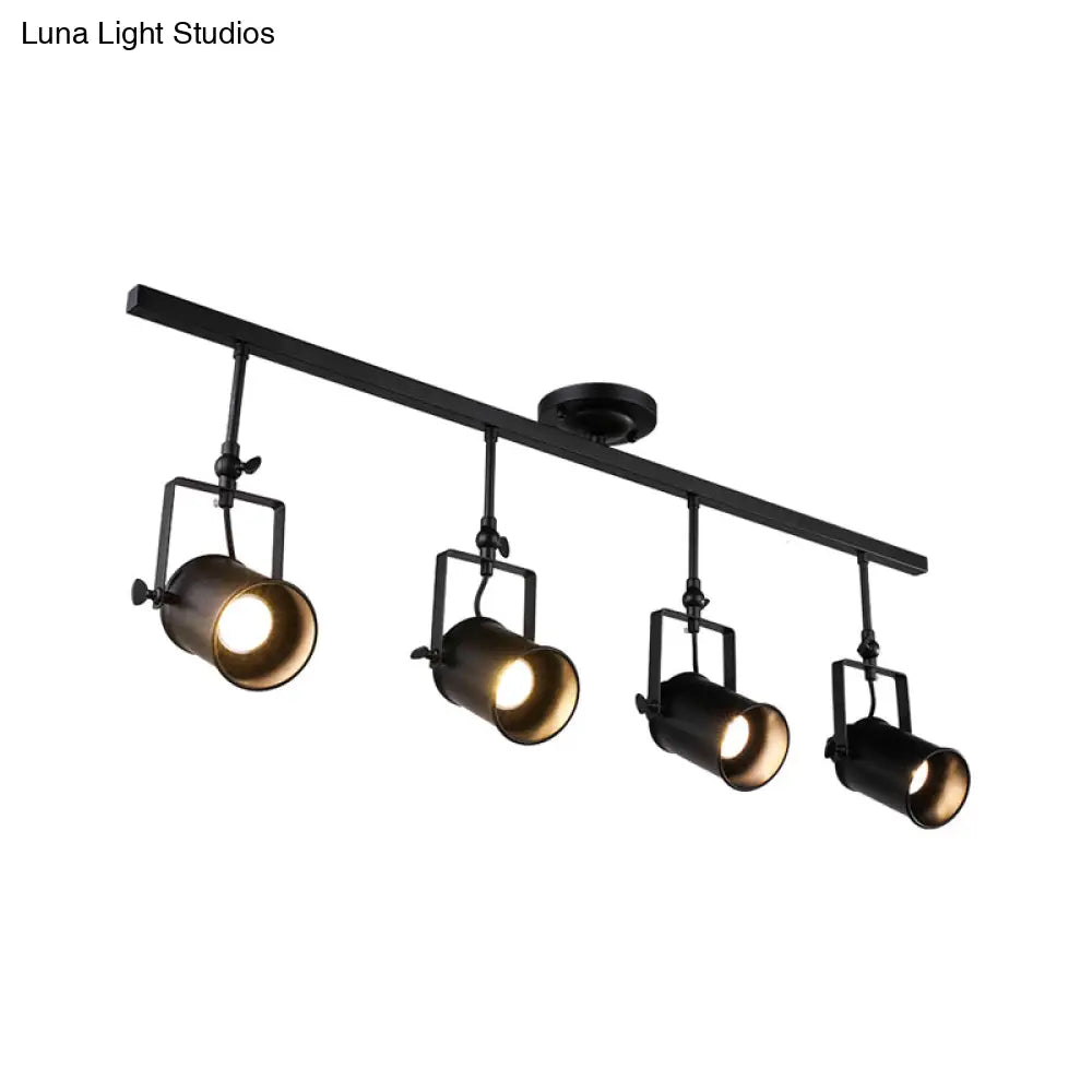 DecorBites™ DecorBites™ Industrial Style Metallic Cylinder Dining Room Semi-Flush Light Track Fixture - Rotatable, Black/White, 1/2/3 Heads