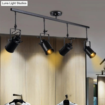 DecorBites™ DecorBites™ Industrial Style Metallic Cylinder Dining Room Semi-Flush Light Track Fixture - Rotatable, Black/White, 1/2/3 Heads