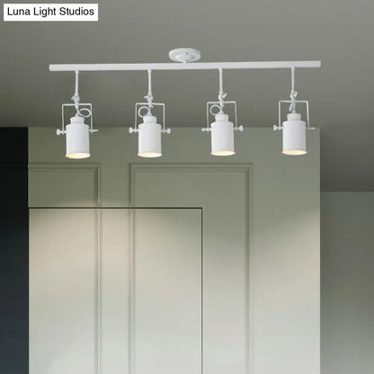 DecorBites™ DecorBites™ Industrial Style Metallic Cylinder Dining Room Semi-Flush Light Track Fixture - Rotatable, Black/White, 1/2/3 Heads