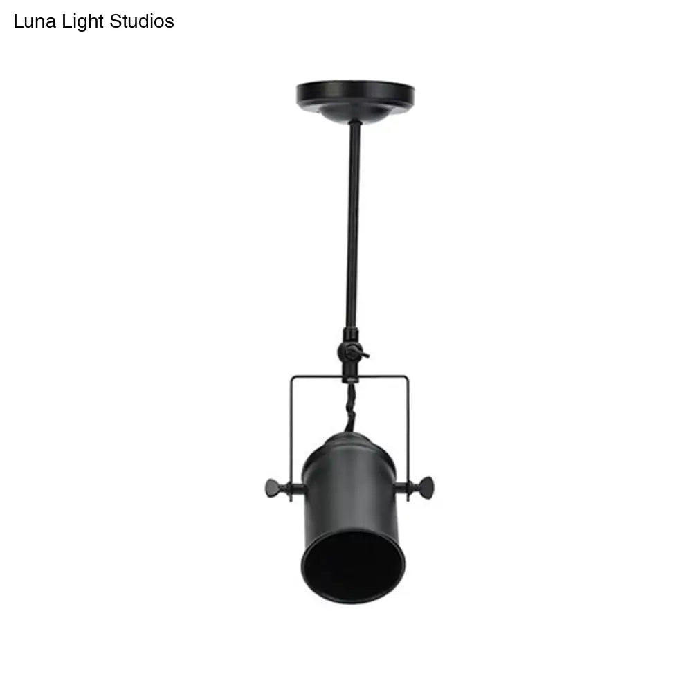 DecorBites™ DecorBites™ Industrial Style Metallic Cylinder Dining Room Semi-Flush Light Track Fixture - Rotatable, Black/White, 1/2/3 Heads