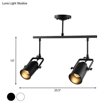 DecorBites™ DecorBites™ Industrial Style Metallic Cylinder Dining Room Semi-Flush Light Track Fixture - Rotatable, Black/White, 1/2/3 Heads