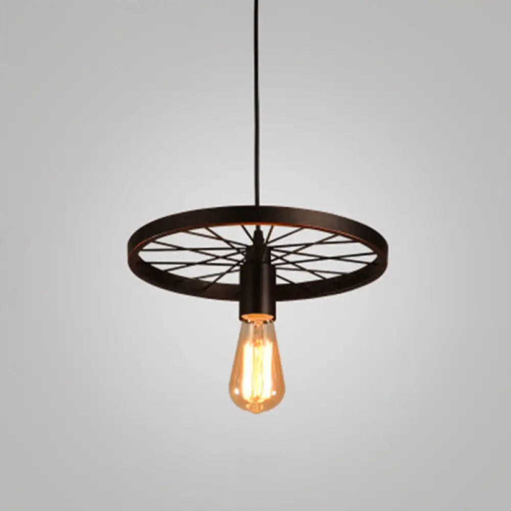 Industrial Style Metallic Multi-Light Pendant with Wheel Design - Perfect for Restaurants