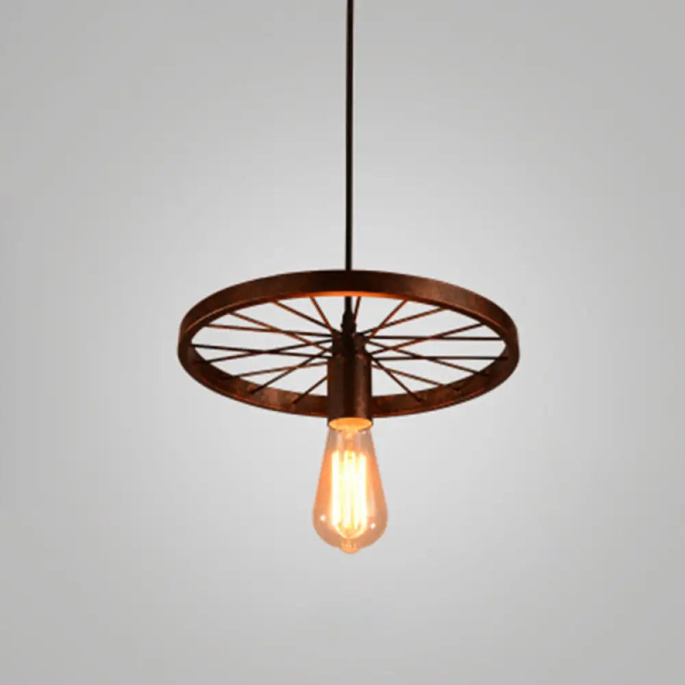 Industrial Style Metallic Multi-Light Pendant with Wheel Design - Perfect for Restaurants