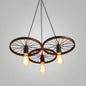 Industrial Style Metallic Multi-Light Pendant with Wheel Design - Perfect for Restaurants