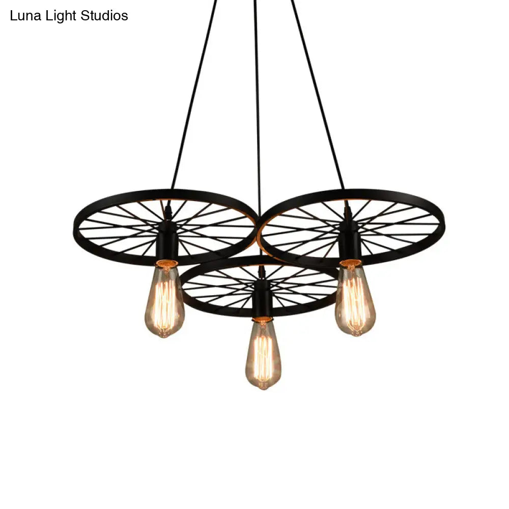 Industrial Style Metallic Multi-Light Pendant with Wheel Design - Perfect for Restaurants