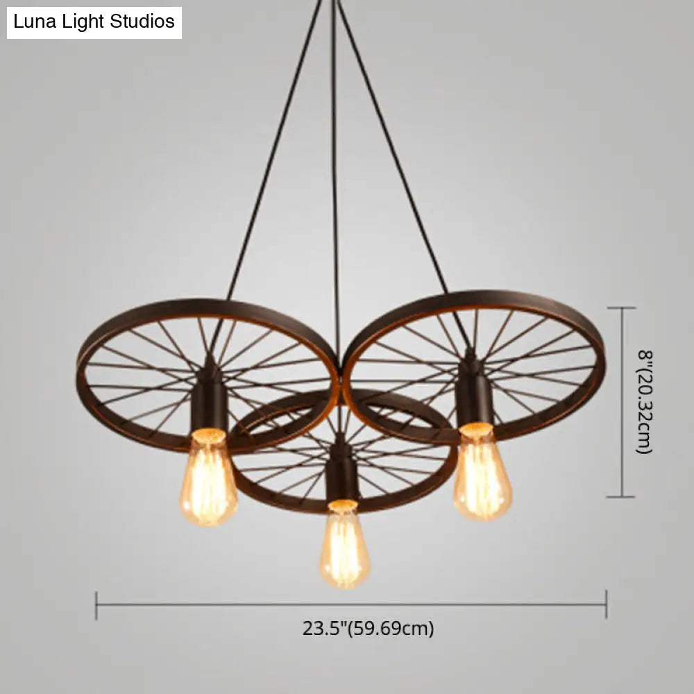 Industrial Style Metallic Multi-Light Pendant with Wheel Design - Perfect for Restaurants