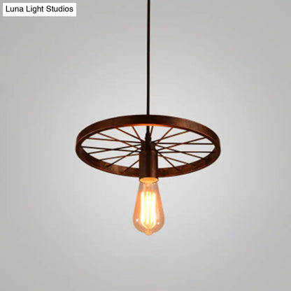 Industrial Style Metallic Multi-Light Pendant with Wheel Design - Perfect for Restaurants