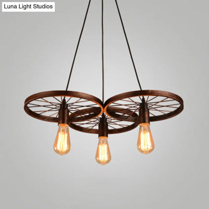 Industrial Style Metallic Multi-Light Pendant with Wheel Design - Perfect for Restaurants