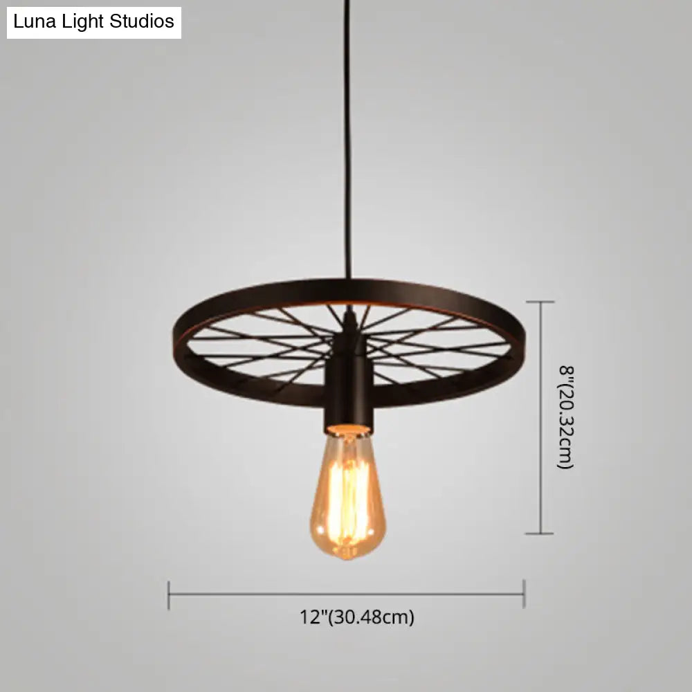 Industrial Style Metallic Multi-Light Pendant with Wheel Design - Perfect for Restaurants