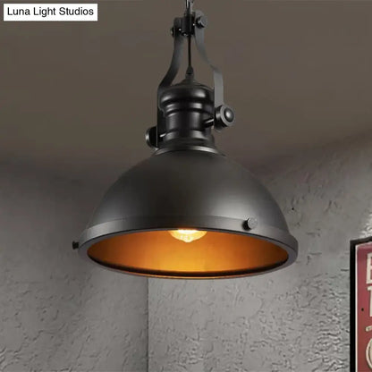 Industrial Style Metallic Pendant Light with Dome Shade - 1 Light Ceiling Fixture for Dining Room Hanging