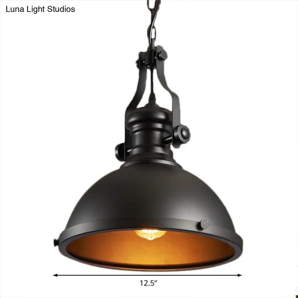 Industrial Style Metallic Pendant Light with Dome Shade - 1 Light Ceiling Fixture for Dining Room Hanging