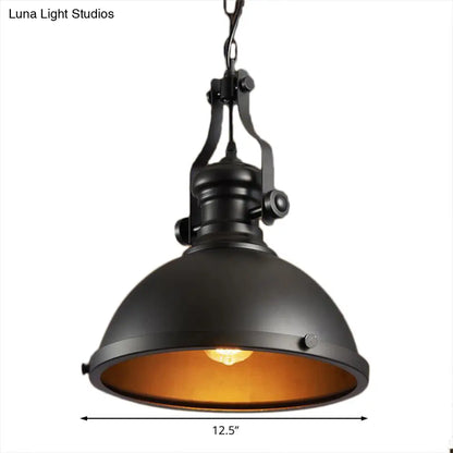 Industrial Style Metallic Pendant Light with Dome Shade - 1 Light Ceiling Fixture for Dining Room Hanging