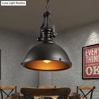 Industrial Style Metallic Pendant Light with Dome Shade - 1 Light Ceiling Fixture for Dining Room Hanging