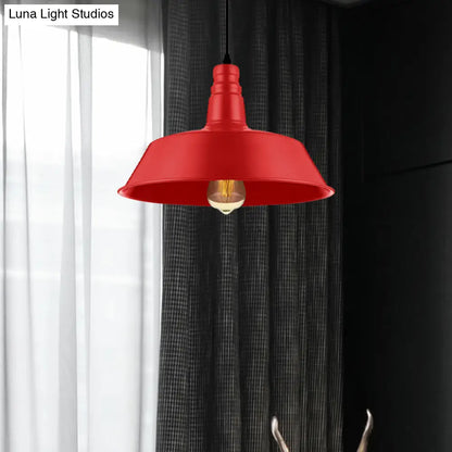 Industrial Style Metallic Pendant Lighting - 10"/14" Wide Barn Living Room - 1 Bulb Red/Green Ceiling Light Fixture