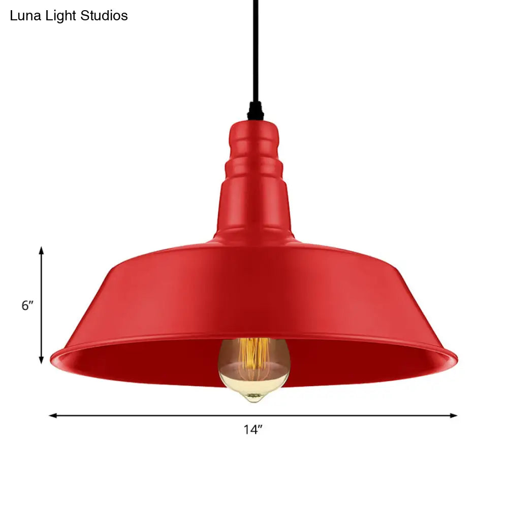 Industrial Style Metallic Pendant Lighting - 10"/14" Wide Barn Living Room - 1 Bulb Red/Green Ceiling Light Fixture