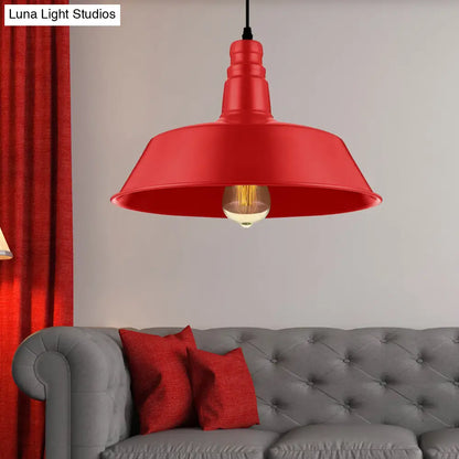 Industrial Style Metallic Pendant Lighting - 10"/14" Wide Barn Living Room - 1 Bulb Red/Green Ceiling Light Fixture