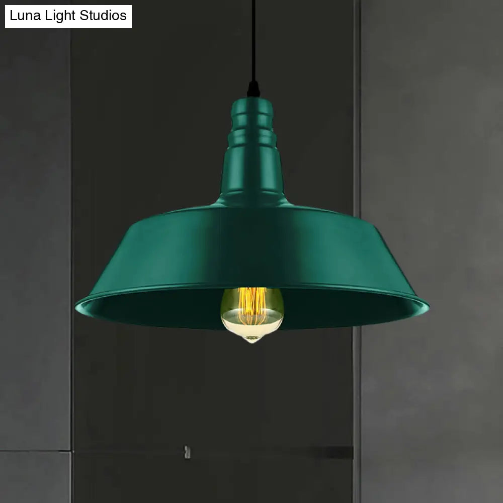 Industrial Style Metallic Pendant Lighting - 10"/14" Wide Barn Living Room - 1 Bulb Red/Green Ceiling Light Fixture