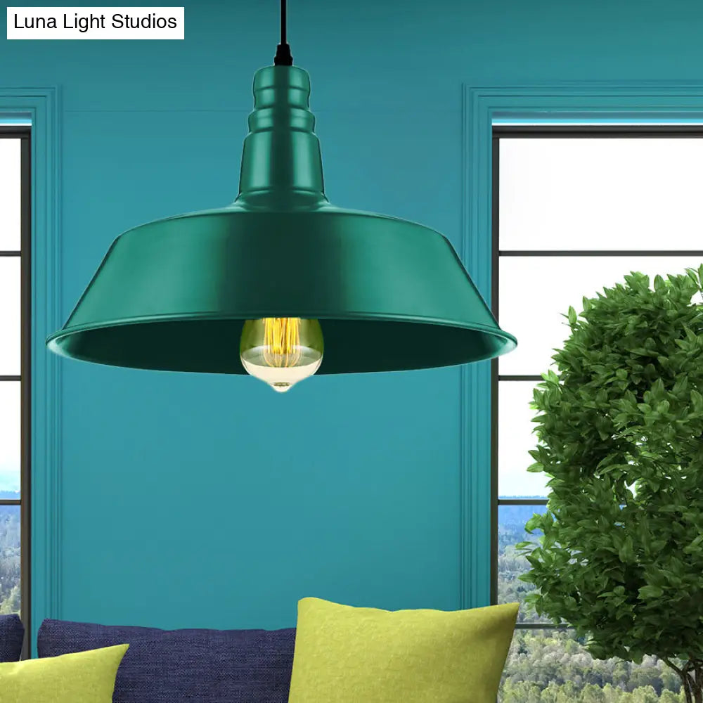 Industrial Style Metallic Pendant Lighting - 10"/14" Wide Barn Living Room - 1 Bulb Red/Green Ceiling Light Fixture