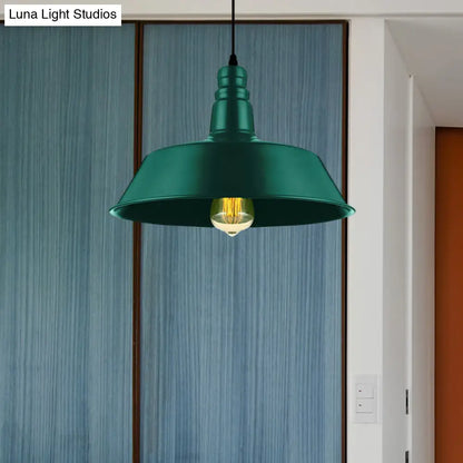 Industrial Style Metallic Pendant Lighting - 10"/14" Wide Barn Living Room - 1 Bulb Red/Green Ceiling Light Fixture