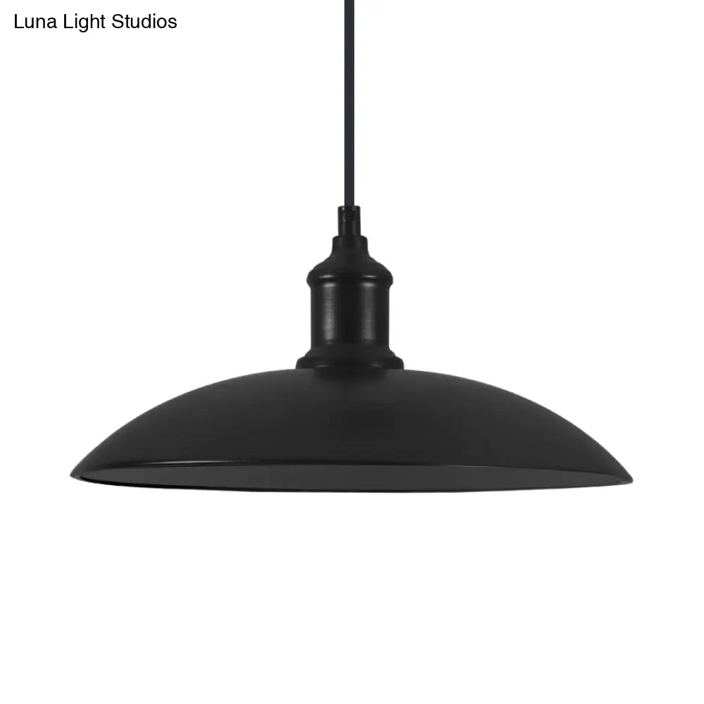 Industrial Style Metallic Saucer Pendant Light - 12.5"/16" W - 1 Light - Black/White - for Living Room Ceiling