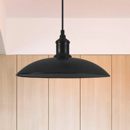 Industrial Style Metallic Saucer Pendant Light - 12.5"/16" W - 1 Light - Black/White - for Living Room Ceiling