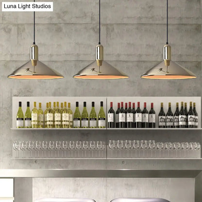 Industrial Style Pendant Light Fixture: Iron Gold/Silver Down Lighting, 1-Bulb, Perfect for Living Room