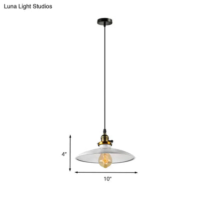 Industrial Style Saucer Metal Pendant Ceiling Light in Black/White for Living Room