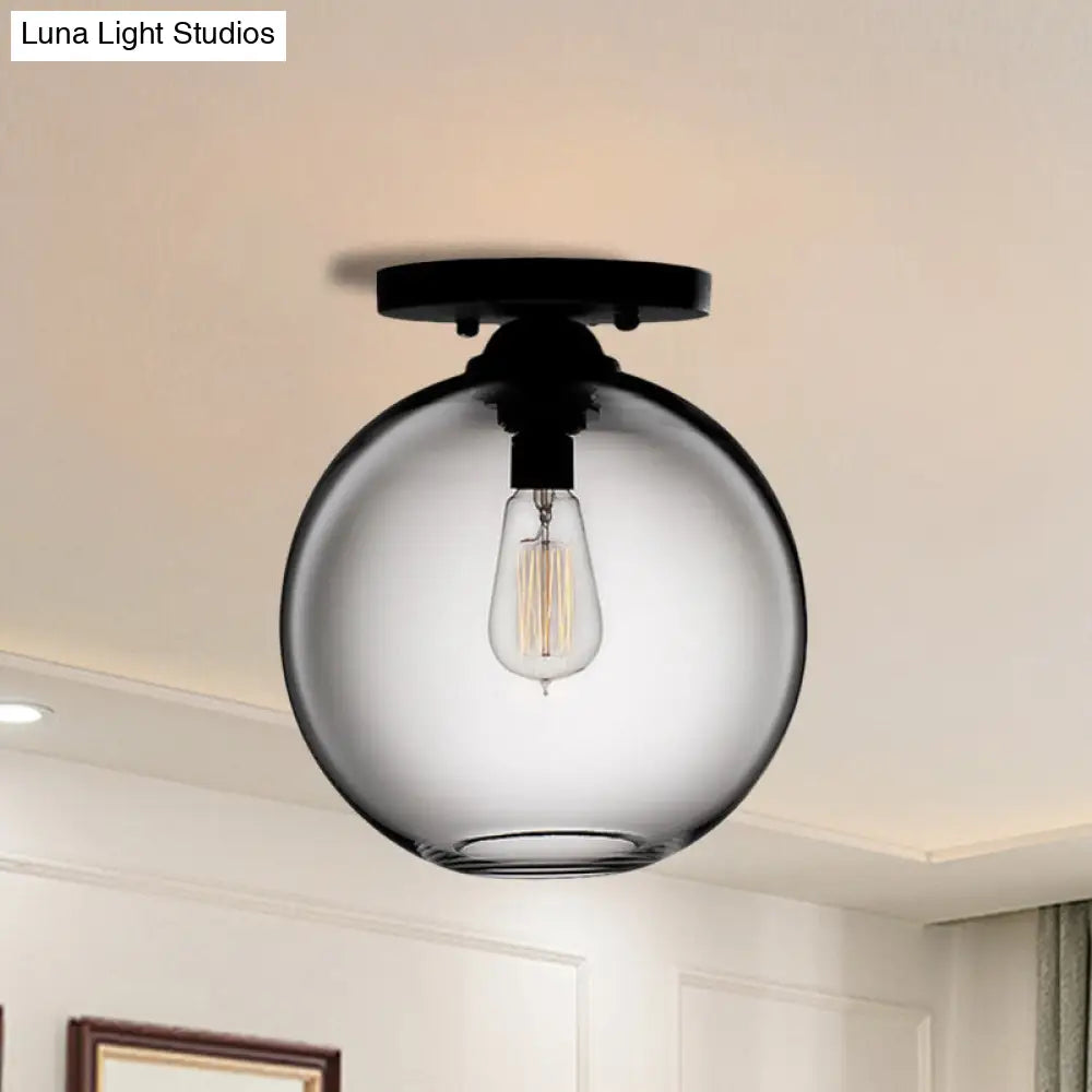 DecorBites™ DecorBites™ Industrial Style Semi-Flush Ceiling Light with Globe Shade in Red/Brown/Blue Glass for Dining Room (1/2 Light)