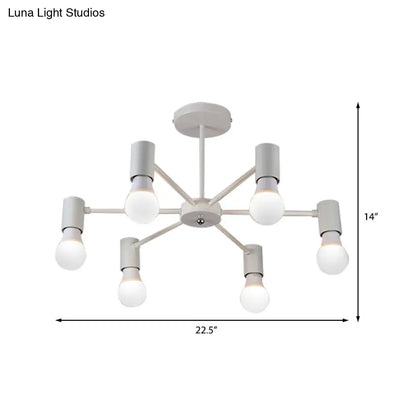 DecorBites™ DecorBites™ Industrial Style Semi Flush Ceiling Light with Open Bulb, Available in Black/White - 3 or 5 Heads
