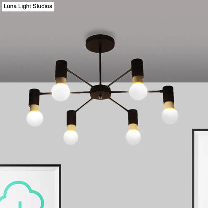 DecorBites™ DecorBites™ Industrial Style Semi Flush Ceiling Light with Open Bulb, Available in Black/White - 3 or 5 Heads