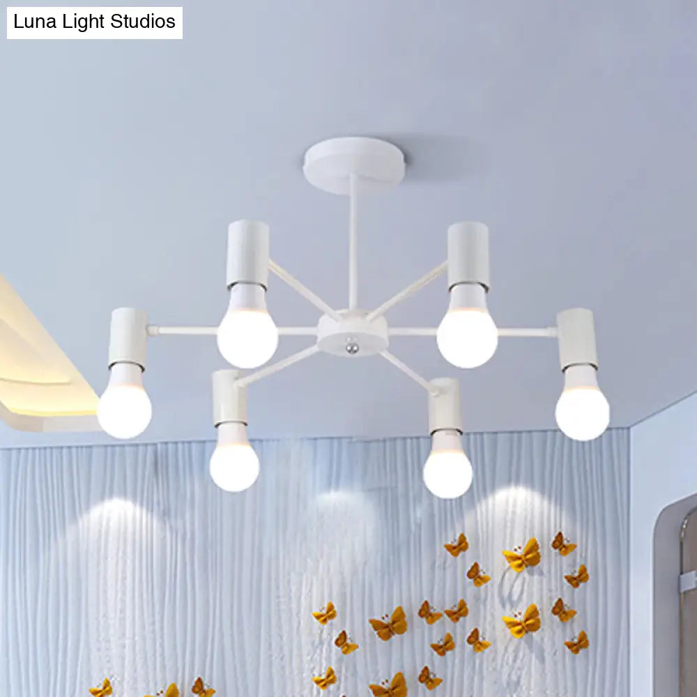 DecorBites™ DecorBites™ Industrial Style Semi Flush Ceiling Light with Open Bulb, Available in Black/White - 3 or 5 Heads