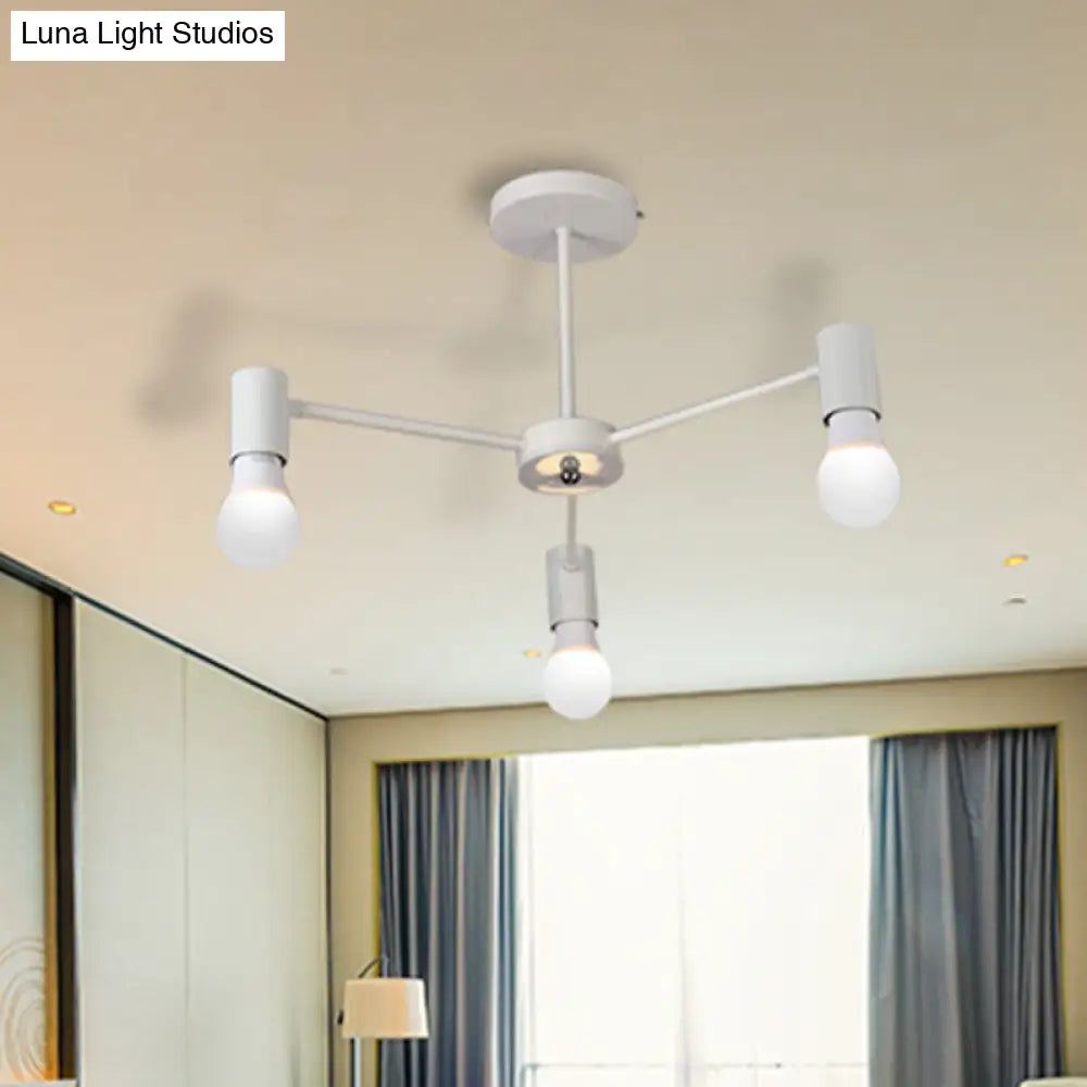 DecorBites™ DecorBites™ Industrial Style Semi Flush Ceiling Light with Open Bulb, Available in Black/White - 3 or 5 Heads