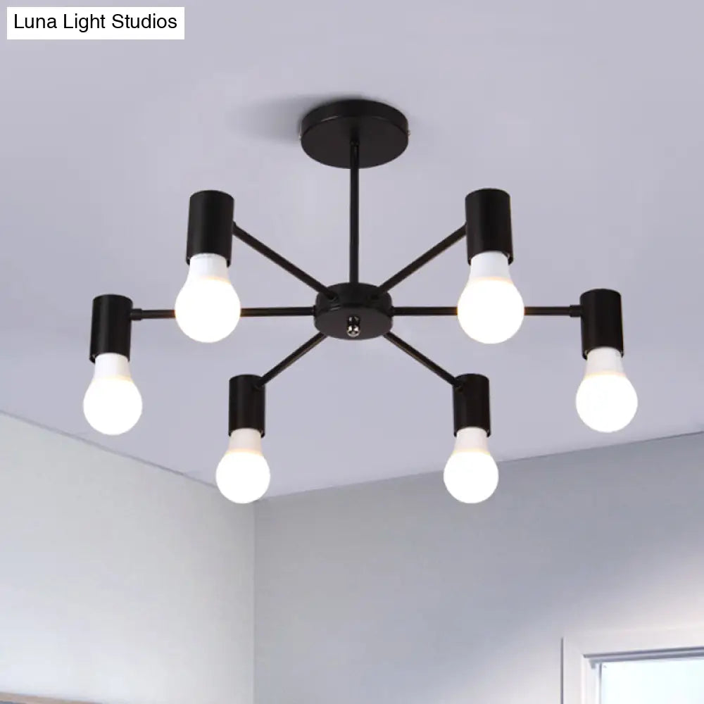 DecorBites™ DecorBites™ Industrial Style Semi Flush Ceiling Light with Open Bulb, Available in Black/White - 3 or 5 Heads