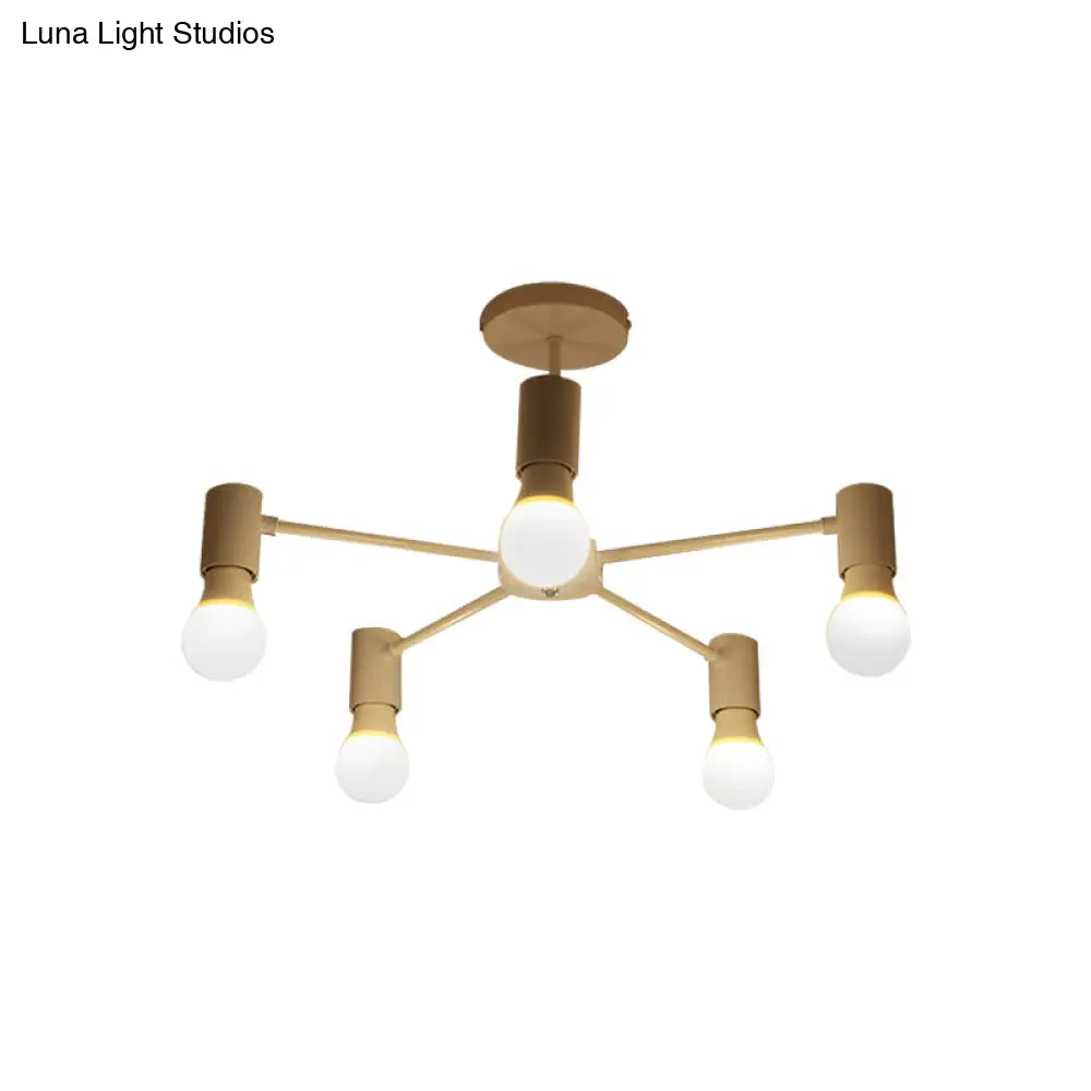 DecorBites™ DecorBites™ Industrial Style Semi Flush Ceiling Light with Open Bulb, Available in Black/White - 3 or 5 Heads