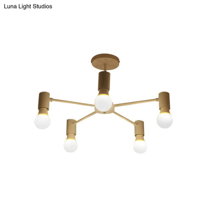 DecorBites™ DecorBites™ Industrial Style Semi Flush Ceiling Light with Open Bulb, Available in Black/White - 3 or 5 Heads