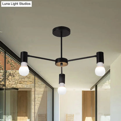 DecorBites™ DecorBites™ Industrial Style Semi Flush Ceiling Light with Open Bulb, Available in Black/White - 3 or 5 Heads