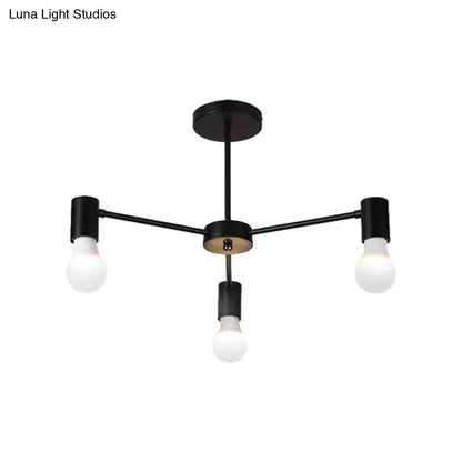 DecorBites™ DecorBites™ Industrial Style Semi Flush Ceiling Light with Open Bulb, Available in Black/White - 3 or 5 Heads