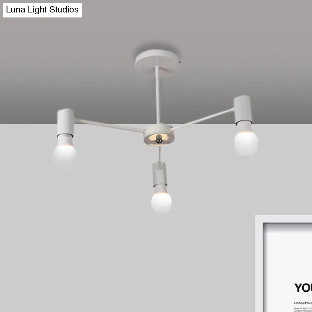 DecorBites™ DecorBites™ Industrial Style Semi Flush Ceiling Light with Open Bulb, Available in Black/White - 3 or 5 Heads