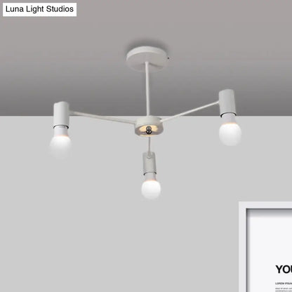 DecorBites™ DecorBites™ Industrial Style Semi Flush Ceiling Light with Open Bulb, Available in Black/White - 3 or 5 Heads