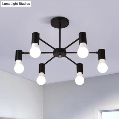 DecorBites™ DecorBites™ Industrial Style Semi Flush Ceiling Light with Open Bulb, Available in Black/White - 3 or 5 Heads