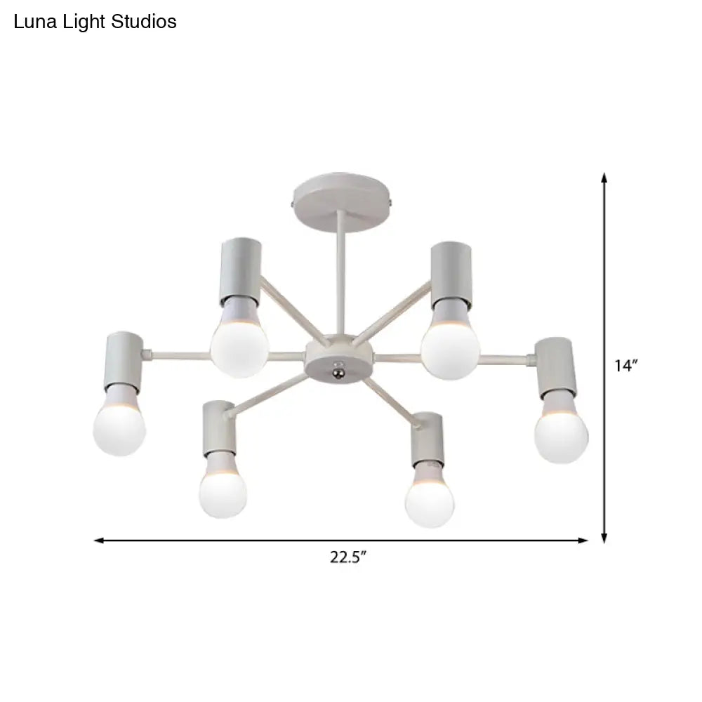 DecorBites™ DecorBites™ Industrial Style Semi Flush Ceiling Light with Open Bulb, Available in Black/White - 3 or 5 Heads