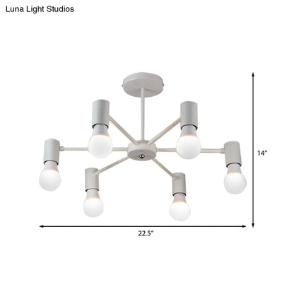 DecorBites™ DecorBites™ Industrial Style Semi Flush Ceiling Light with Open Bulb, Available in Black/White - 3 or 5 Heads