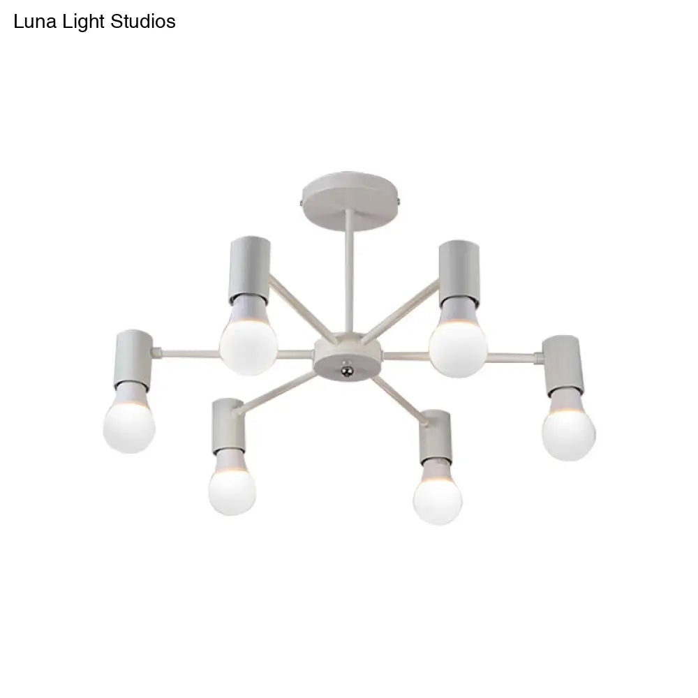 DecorBites™ DecorBites™ Industrial Style Semi Flush Ceiling Light with Open Bulb, Available in Black/White - 3 or 5 Heads